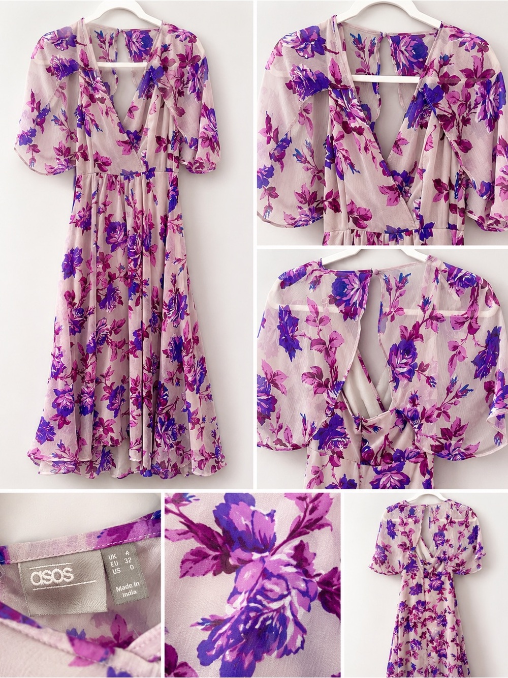 ASOS Lilac and Purple Floral Midi Dress